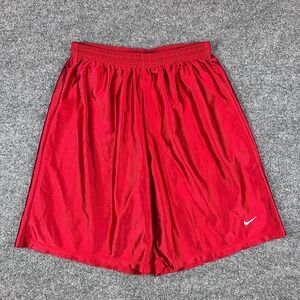 Vintage Nike Shorts Mens L Red Shiny Silky Dazzle Basketball Baggy Made in USA